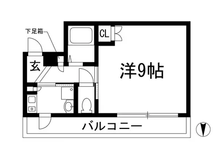 プレステージ天神Ⅳ(1K/2階)の間取り写真