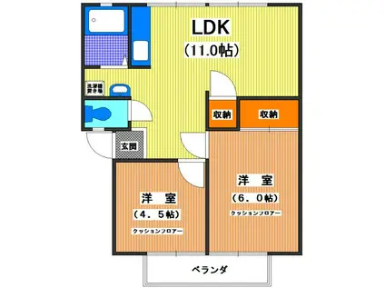 増田ハイツ(2LDK/1階)の間取り写真