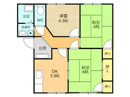 フレグランスアコ(3DK/2階)の間取り写真