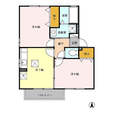 メゾン・ボナール A・B(2DK/1階)の間取り写真