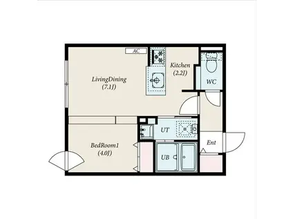 厚別中央4条2丁目MS(1LDK/4階)の間取り写真