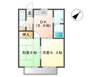 クレール美郷2番館(2DK/2階)の間取り写真