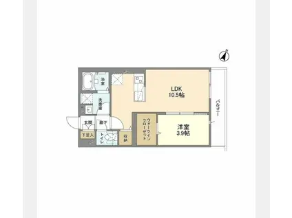 ウエルスクエア渋谷本町(1LDK/2階)の間取り写真