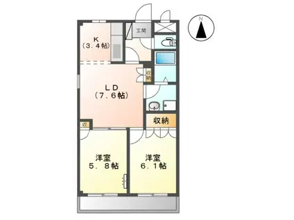 サニーたつみ(2LDK/2階)の間取り写真