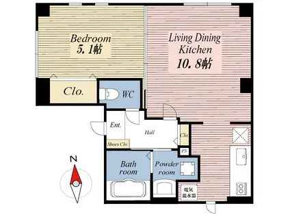 メゾンマコト(1LDK/4階)の間取り写真