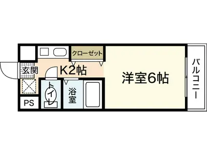 ウィンディア海老園(1K/5階)の間取り写真