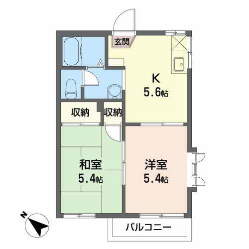 アバンティ南光台南B(2K/2階)の間取り写真