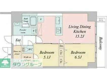 ルネフラッツ今池駅前サウス(2LDK/3階)の間取り写真