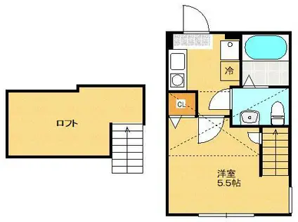 ディアコート淵野辺(1K/2階)の間取り写真