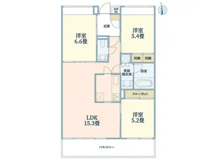 ウェルスクエア碑文谷(3LDK/3階)の間取り写真
