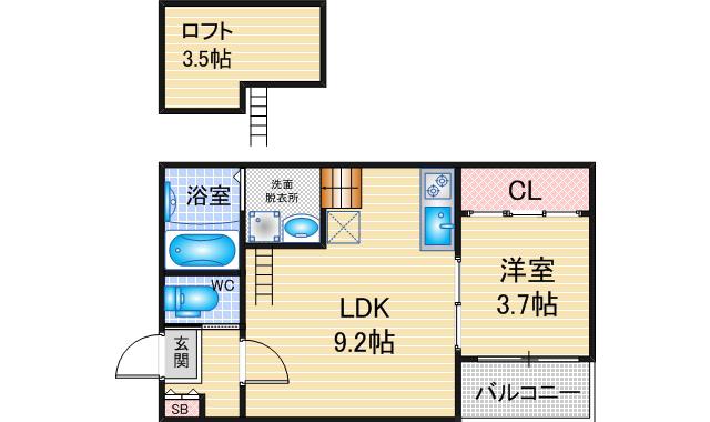 URBANHEIMNAKAMURA(1SLDK/2階)の間取り写真