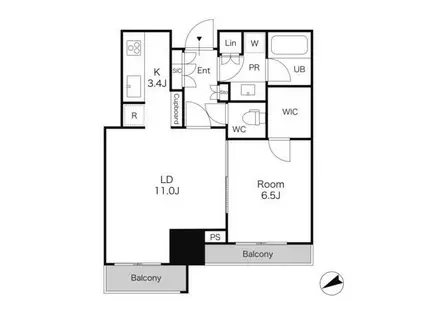 パークコート六本木ヒルトップ(1LDK/6階)の間取り写真