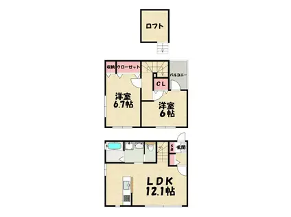 ホワイトメゾン香椎(2LDK/1階)の間取り写真