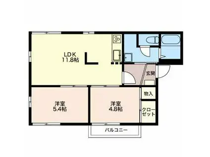 クレストときわB棟(2LDK/2階)の間取り写真