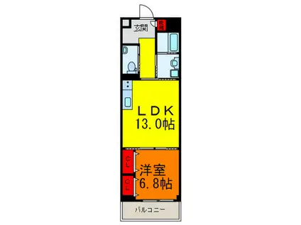 プレミア瓢箪山(1LDK/2階)の間取り写真