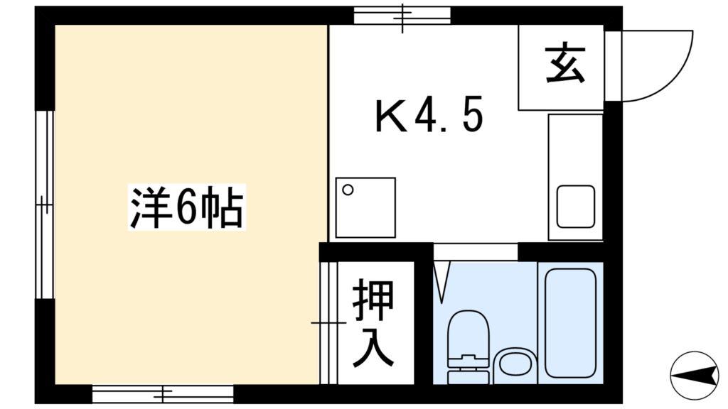 メイトパープル(1K/1階)の間取り写真