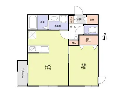 世田谷区松原2丁目計画 北棟(1LDK/2階)の間取り写真