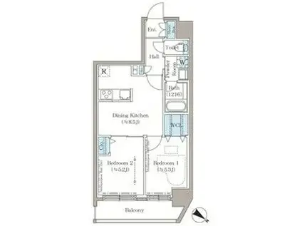ステラテラス(2DK/3階)の間取り写真