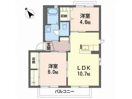 ビューパレスIIB(2LDK/1階)の間取り写真