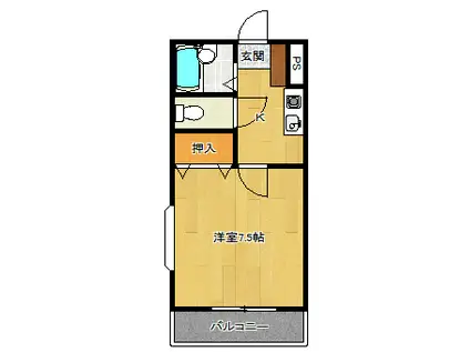 ビバリーII(1K/3階)の間取り写真