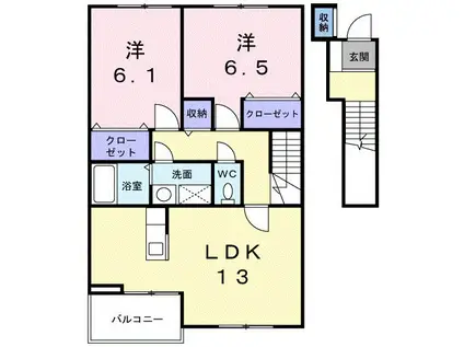 チューリップ アベニュー II(2LDK/2階)の間取り写真