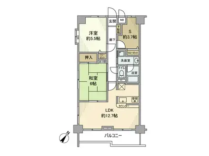 ナイスアーバン綱島(2SLDK/7階)の間取り写真
