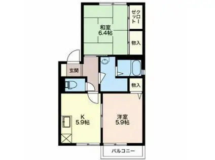 プレシール旭(2K/1階)の間取り写真