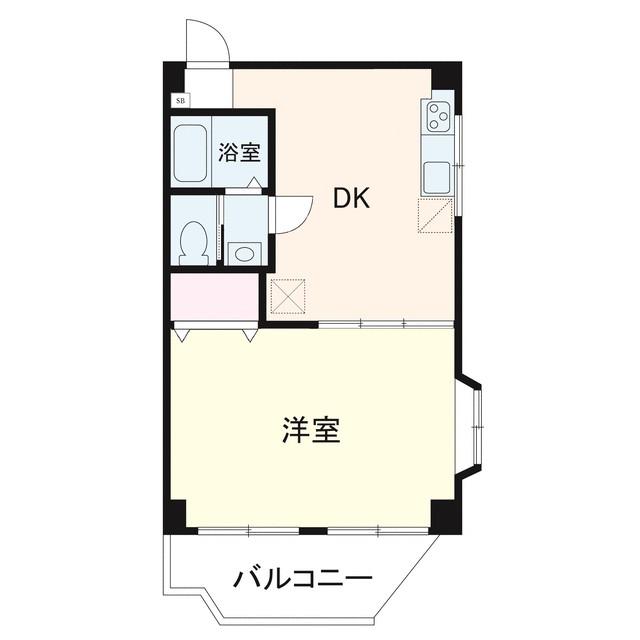 信光ビル(1DK/2階)の間取り写真