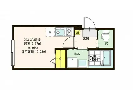 ノリス大島(ワンルーム/3階)の間取り写真