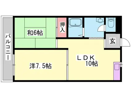 サニーハイム東出口(2DK/1階)の間取り写真
