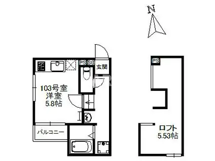 FELICIA箱崎(ワンルーム/1階)の間取り写真