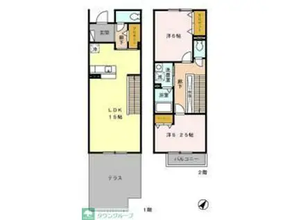 リヴィエールいぶき野(2LDK/1階)の間取り写真