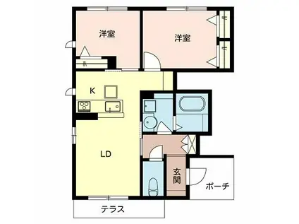 ありとほし館(2LDK/1階)の間取り写真