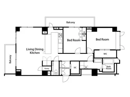 ザ・ドチェスター南(2LDK/2階)の間取り写真