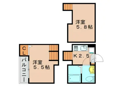 グランコンフォール博多千代I(1K/2階)の間取り写真