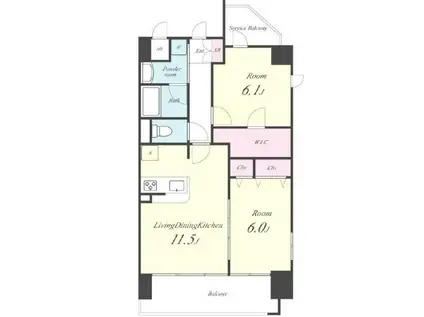 プリモパッソ 川口(2LDK/3階)の間取り写真