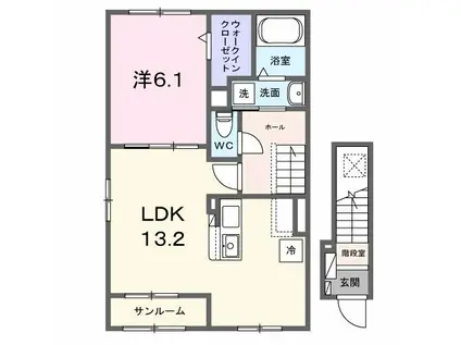メゾン ルミエール(1LDK/2階)の間取り写真
