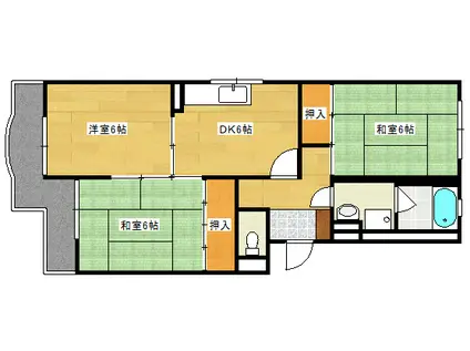 神畠ハイム(3DK/4階)の間取り写真