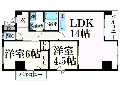 ル・マンド東延末(2LDK/3階)の間取り写真