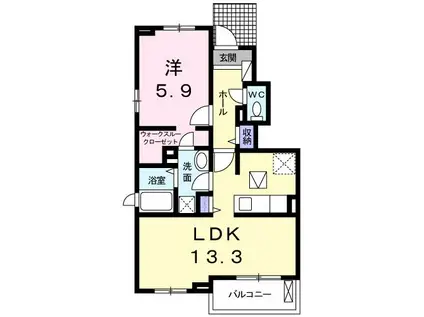 グランシェルI(1LDK/1階)の間取り写真