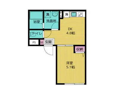 ザ・テラス豊洲(1DK/4階)の間取り写真