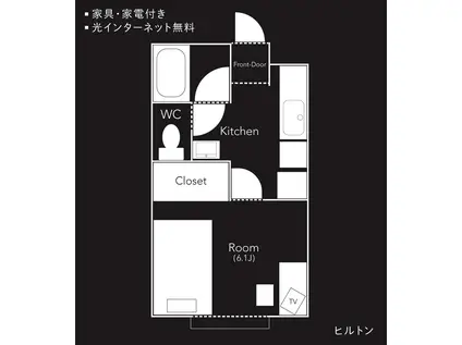 ヒルトンD 酒田市錦町1丁目(1K/1階)の間取り写真