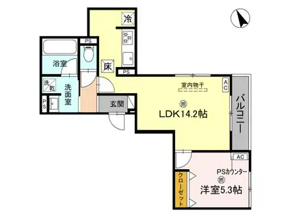 CHAINON(1LDK/1階)の間取り写真