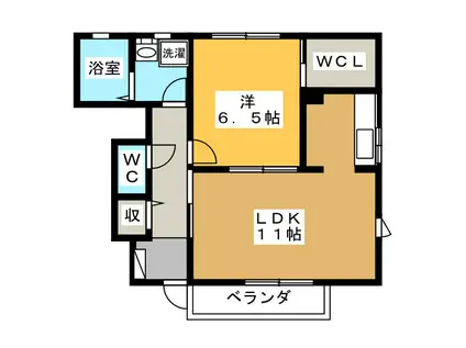 ガーデンロードC棟(1LDK/1階)の間取り写真