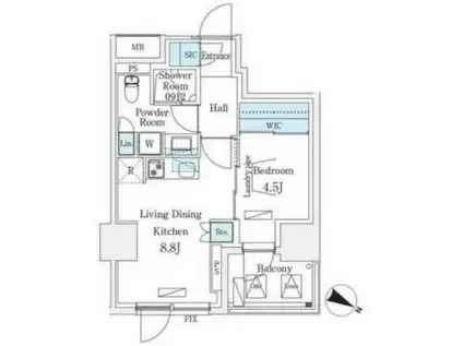 アーバンブリーズ恵比寿(1LDK/8階)の間取り写真