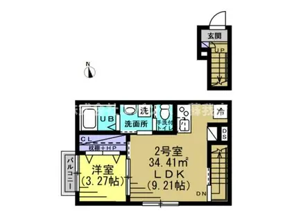 KH浜野(1LDK/2階)の間取り写真