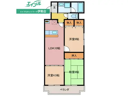 エスペランサ磯部(3LDK/3階)の間取り写真