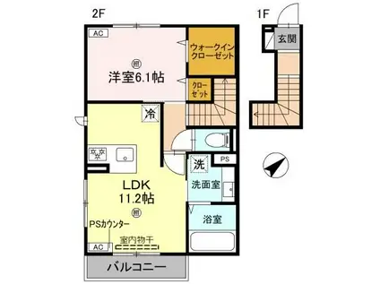 AMULETTE NEXIA COURTアミュレット・ネクシアコート(1LDK/2階)の間取り写真