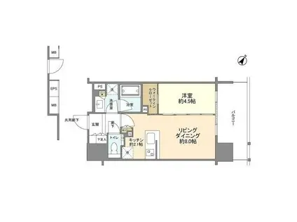 シティハウス目黒ザ・グランド(1LDK/7階)の間取り写真