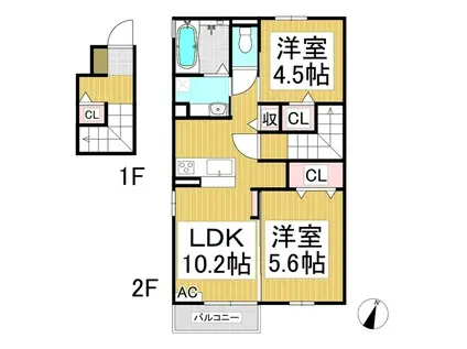 ニュアージュA(2LDK/2階)の間取り写真